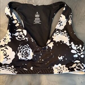 Senita Athletics Monochrome Floral Sports Bra